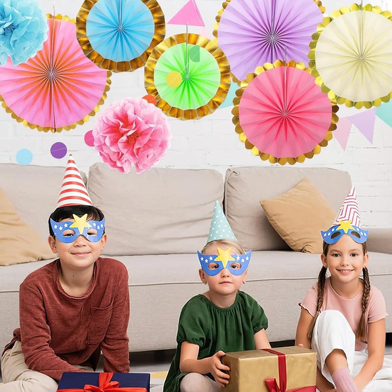 مجموعة زينة مراوح ورقية ملونة من نوع ماكرون لحفلات وزينة الفصول الدراسية - Image 2